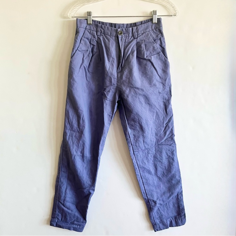 Uniqlo Linen Cotton Tapered Pants Blue